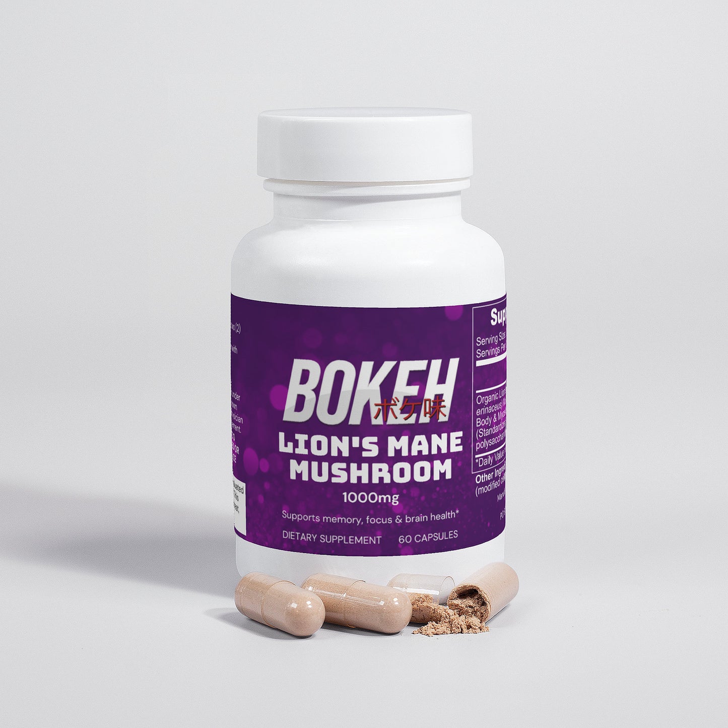 Bokeh Lion's Mane Mushroom Capsules